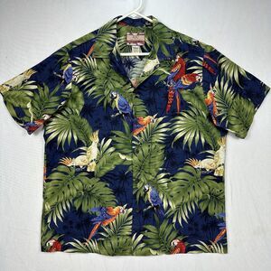 Vintage RJC Hawaiian‎ Shirt Parrot Cotton Size Large Short Sleeve Made In Hawaii